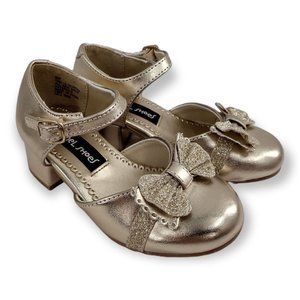 Rachel Lil Beth Gold Mary-Jane Heel Platform Sandal Strappy Girls 8 Shoes